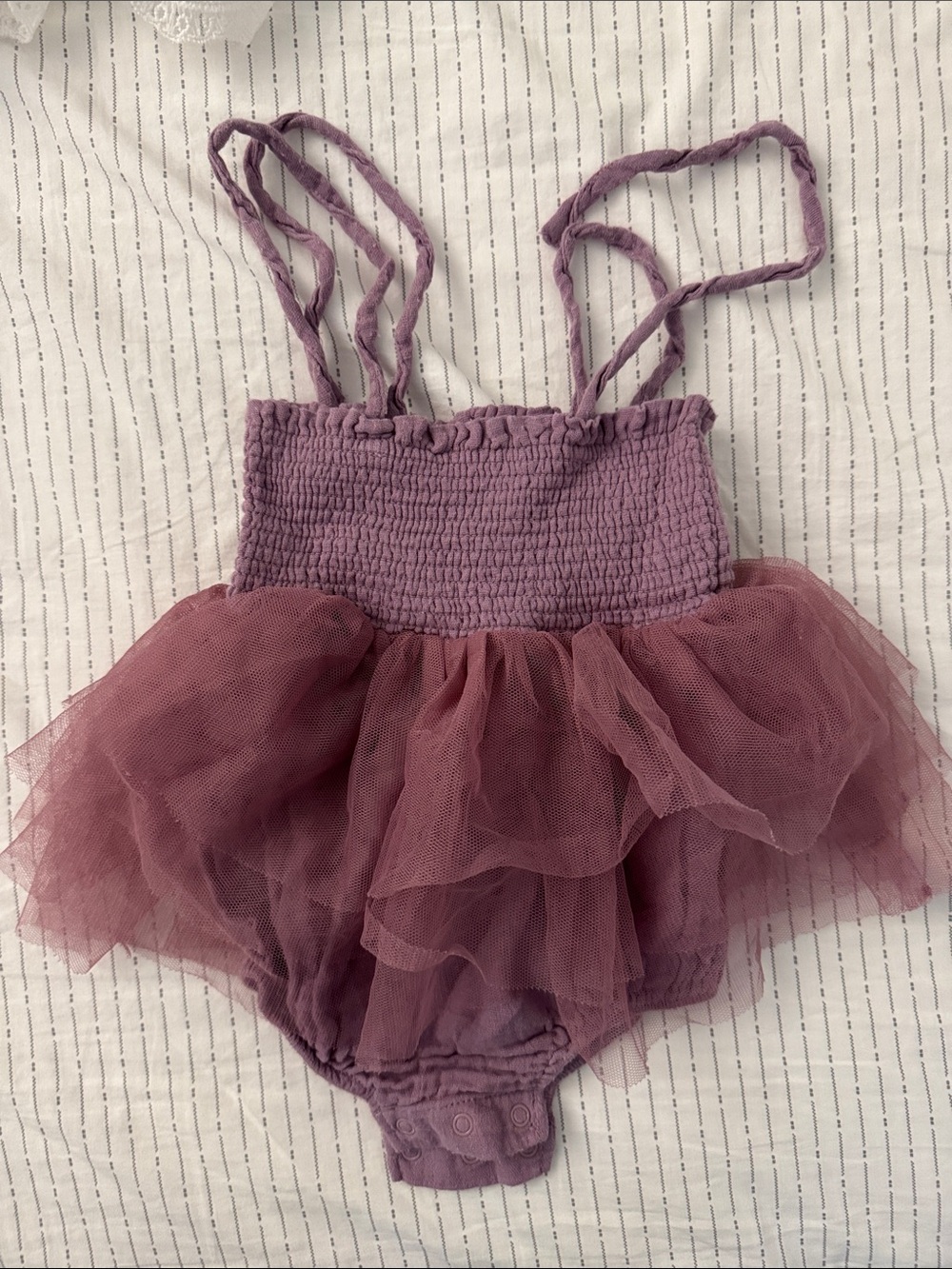 Angel Dear Mauve Smocked Baby Romper